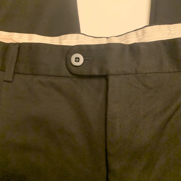 Zanella Mens Size 35/30 Black Pleated Cuffed Italy Career Business Dress Pants - Picture 3 of 5